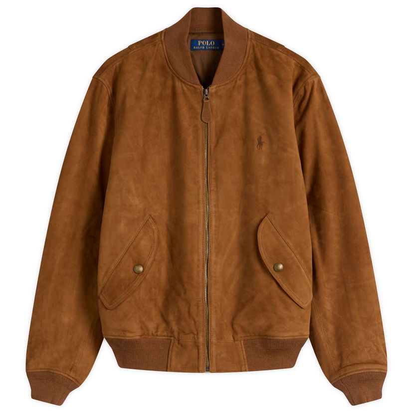 Bomberjakke Polo by Ralph Lauren Ralph Lauren Suede Flight Jacket, Size Large Brun | 710963338001