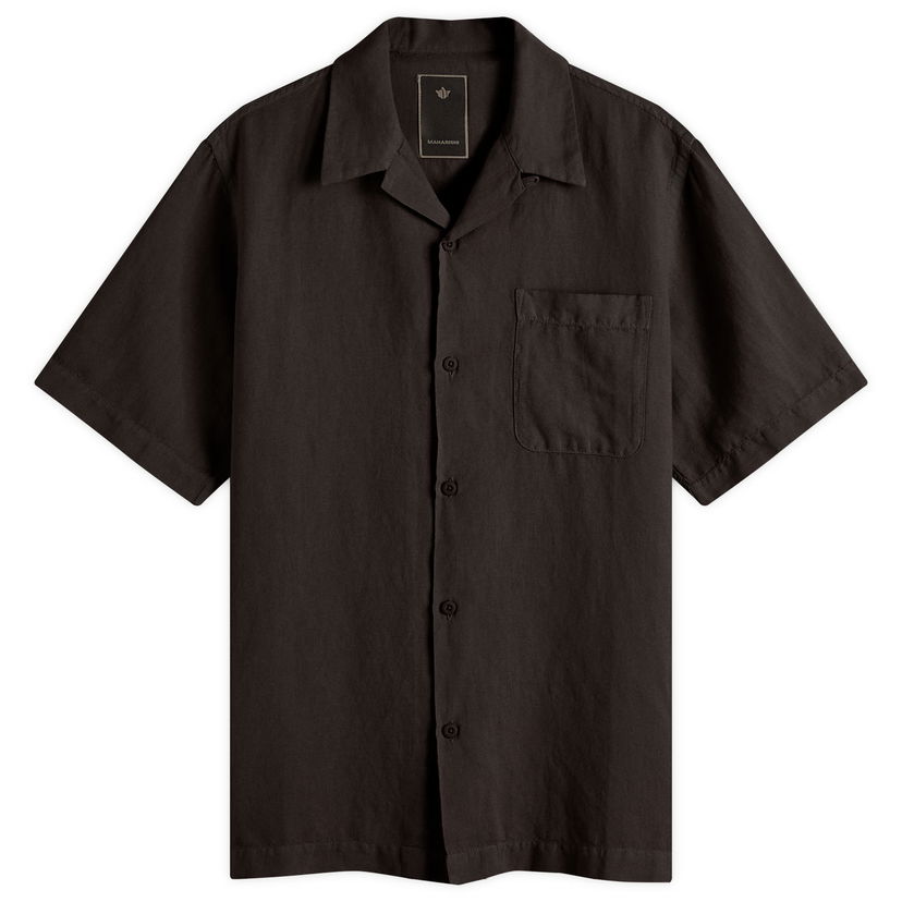 Skjorte Maharishi Maharishi Hemp Vacation Shirt, Size Large Sort | 5211-BLK