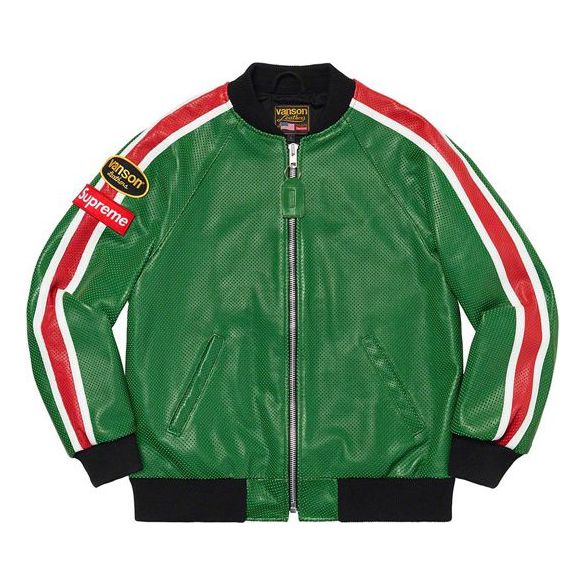 Bomberjakke Supreme Vanson Leathers Perforated Bomber Jacket Grøn | SUP-SS20-213