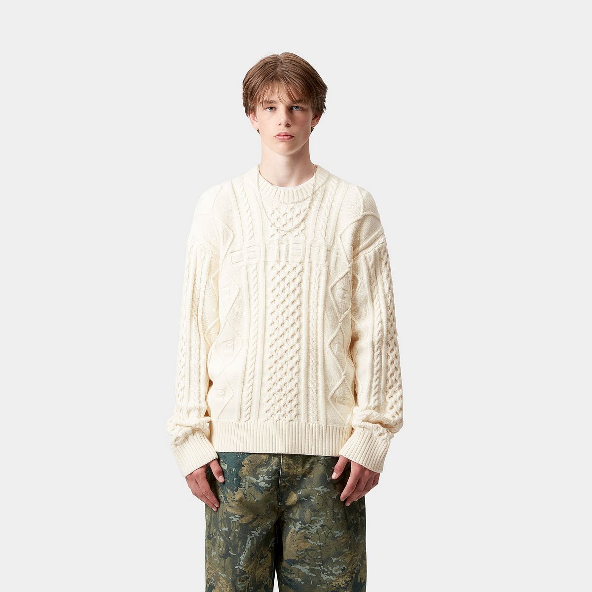 Sweater Carhartt WIP Carhartt WIP Shawn Cable Knit Sweater Hvid | I035418_7, 0