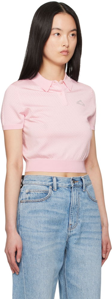 Polo skjorte Alexander Wang Alexanderwang.t 3D Logo Mesh Cropped Polo Sort | 4KC2251017, 4