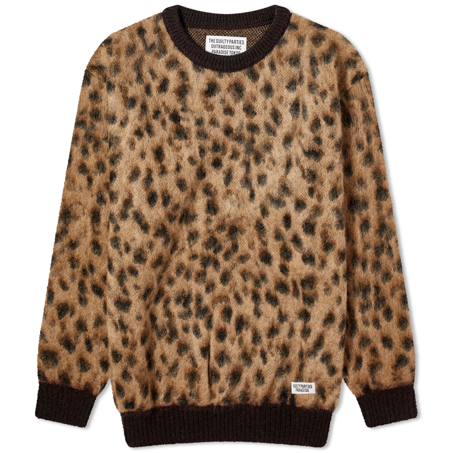 Sweater WACKO MARIA Leopard Mohair Knitted Jumper Brun | 23FW-WMK-KN12-BGE, 0