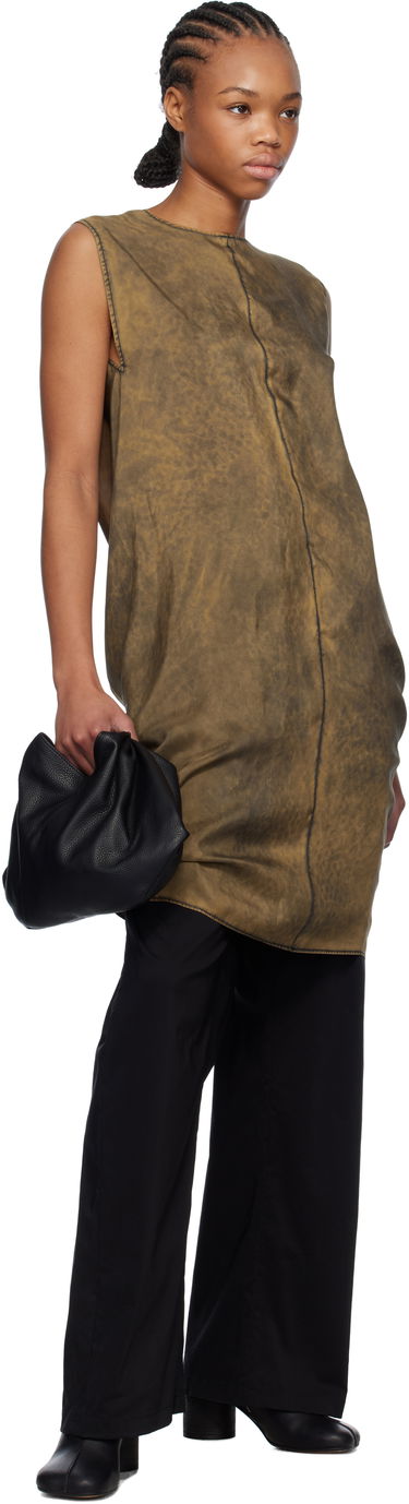 Kjole Maison Margiela MM6 Maison Margiela Silk Shift Midi Dress Brun | S52DA0051 M35244, 3