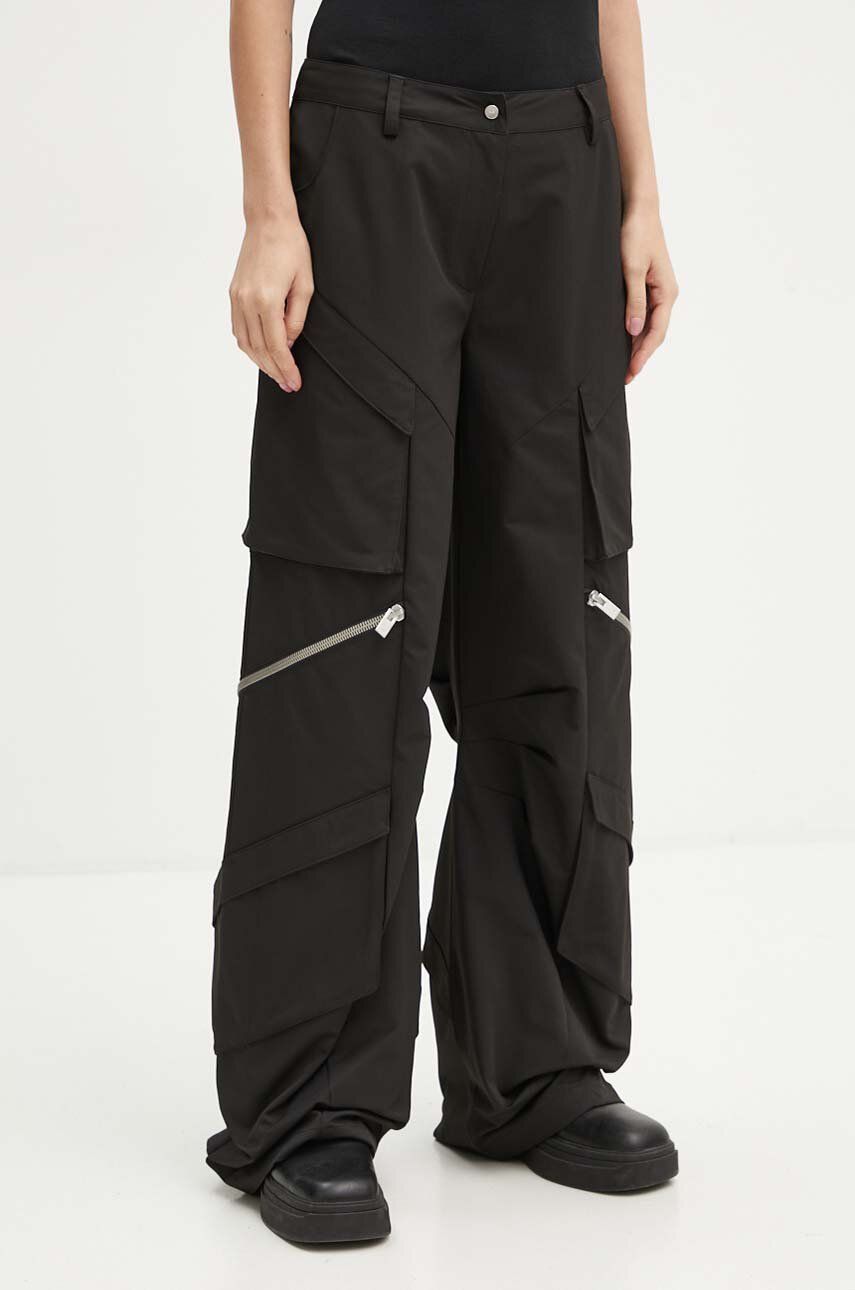 Cargo bukser HELIOT EMIL High Waist Wide Leg Cargo Pants Sort | HE.W.10.149.BLK01, 0