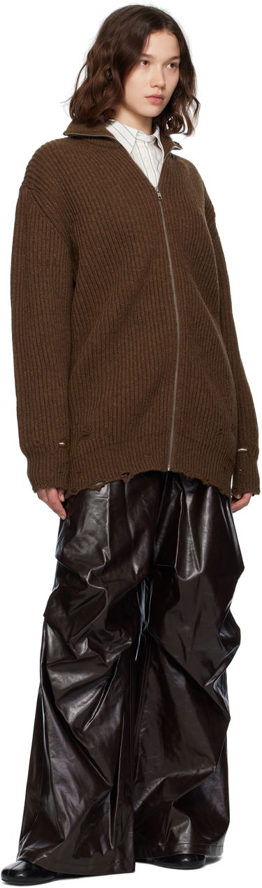 Sweater Maison Margiela MM6 Maison Margiela Ribbed Knit Zip-Up Sweater Brun | S52AM0322 M13138, 3