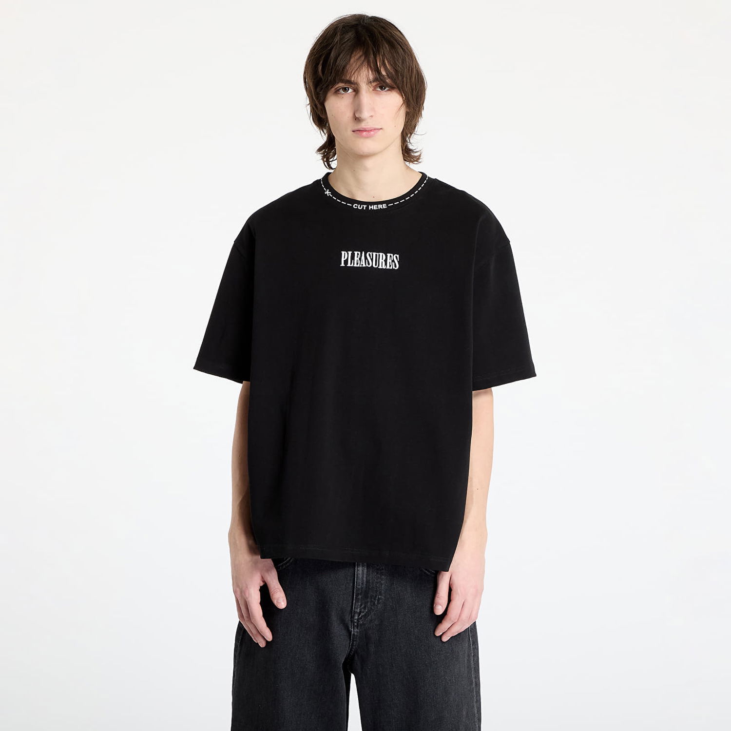 T-shirt Pleasures PLEASURES Cut Here Heavyweight T-Shirt Sort | P25SP027 BLACK, 0