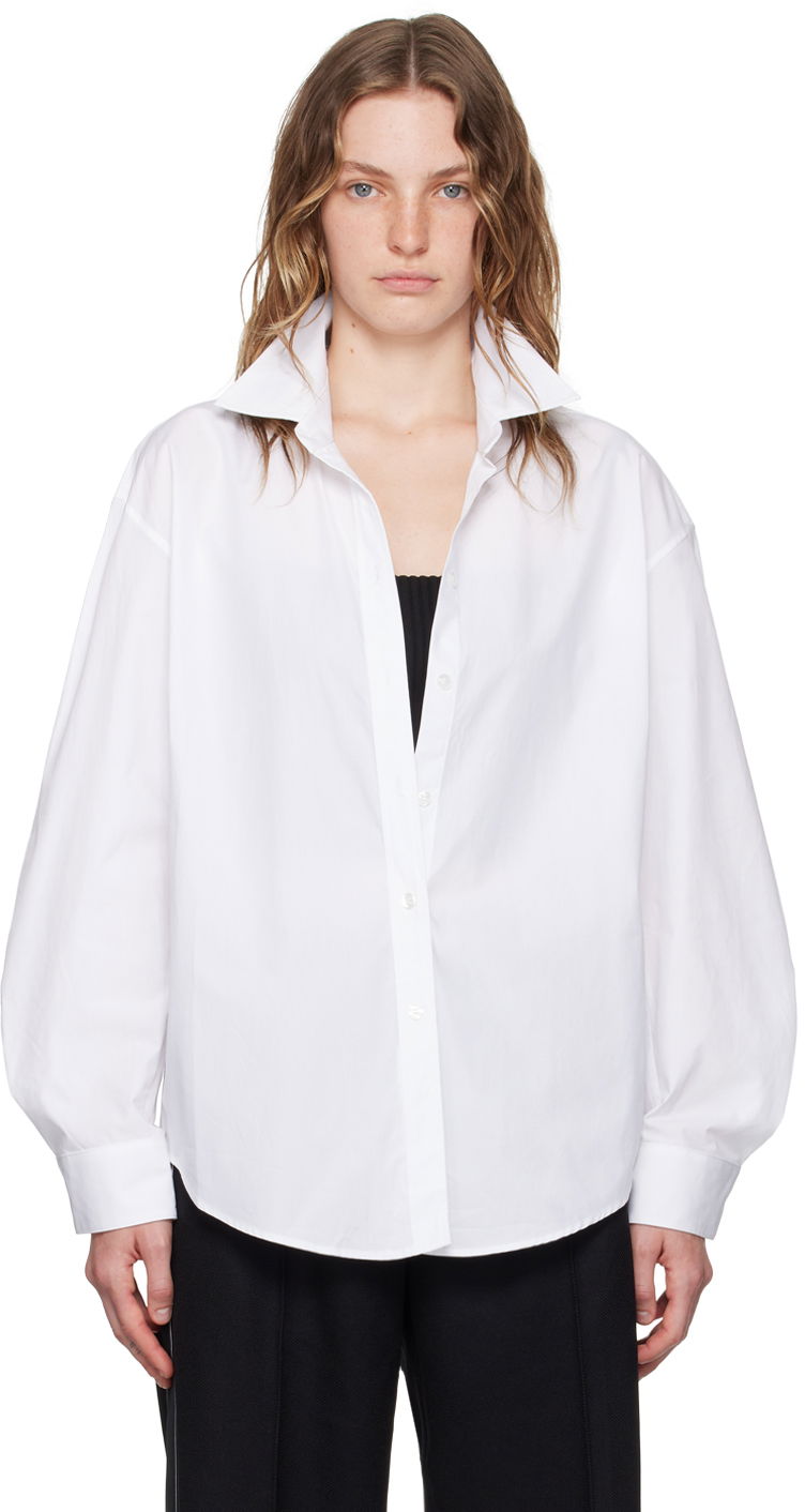 Skjorte Alexander Wang White & Black Pre-Styled Cropped Cami Shirt Hvid | 1KC3241064