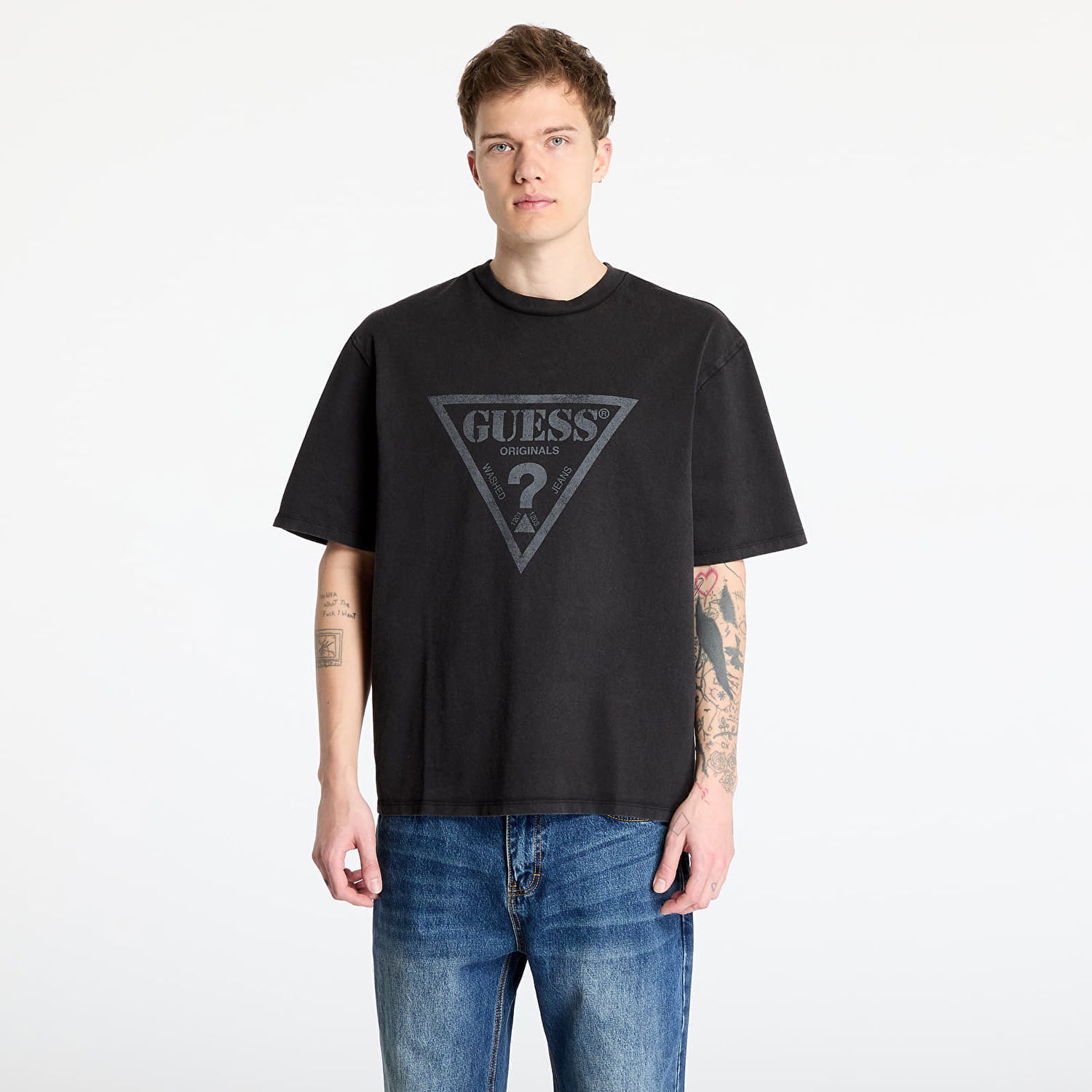 T-shirt GUESS GUESS Go Vintage Triangle Tee Sort | M4BI13K8FQ4-JTMU, 0
