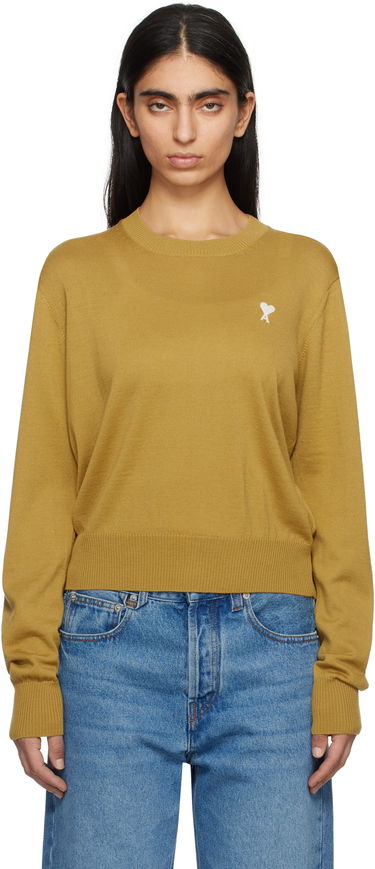 Sweater AMI AMI Paris Ami de Coeur Crew Neck Wool Sweater Gul | FKS121.KN0025, 0