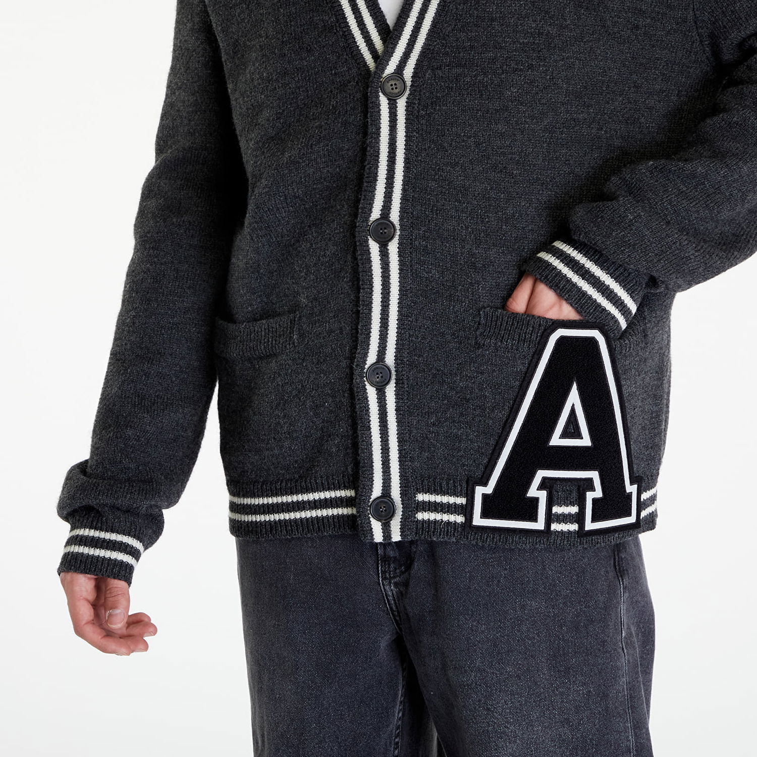 Sweater Ambush A Patch Knit Cardigan UNISEX Grå | BMHB003S24KNI0010710, 1