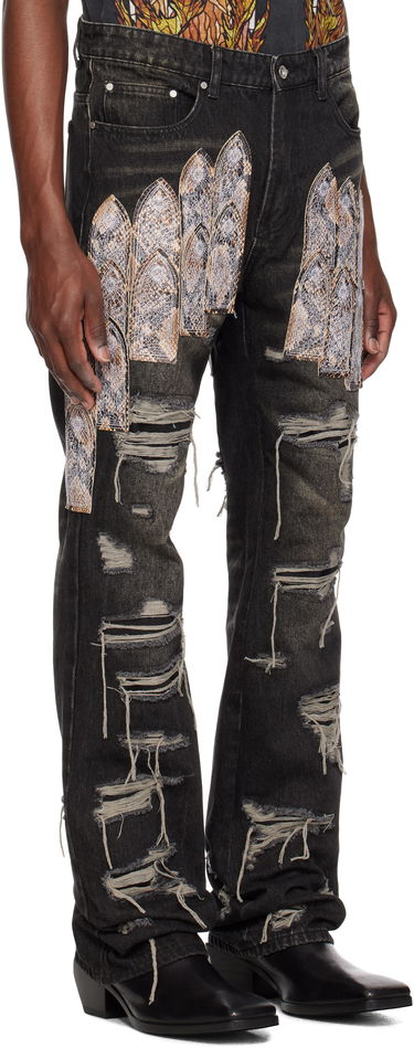 Jeans Who Decides War Who Decides War Patch Arch Distressed Denim Jeans Sort | 1120960017SS25, 1