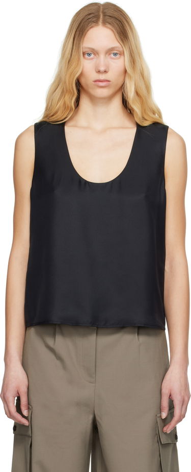 Tanktop Róhe Róhe Scoop-Neck Silk Tank Top Sort | 415-20-147, 0