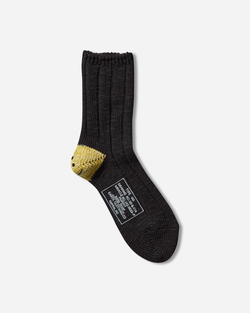 Sokker KAPITAL SUPER TRUMP MA-1 56 Yarns Happy Heel Socks Sort | EK-1582XS BLACK