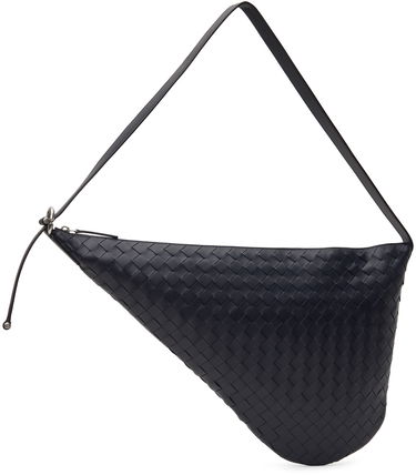 Skuldertaske Bottega Veneta Bottega Veneta Virgule Intrecciato Leather Shoulder Bag Mørkeblå | 743574V2HL1, 2