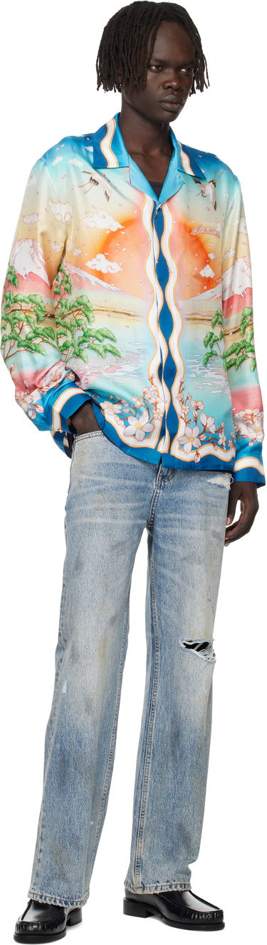 Skjorte Casablanca Casablanca 'Tennis Club' Silk Print Long Sleeve Shirt Flerfarvet | U-MPF25-SH-006-01, 3