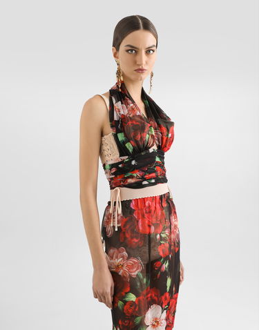 Crop top Dolce & Gabbana Dolce & Gabbana Floral Print Marquisette and Chiffon Corset Top Flerfarvet | F7AW9TIS1Y6HN5PD, 3