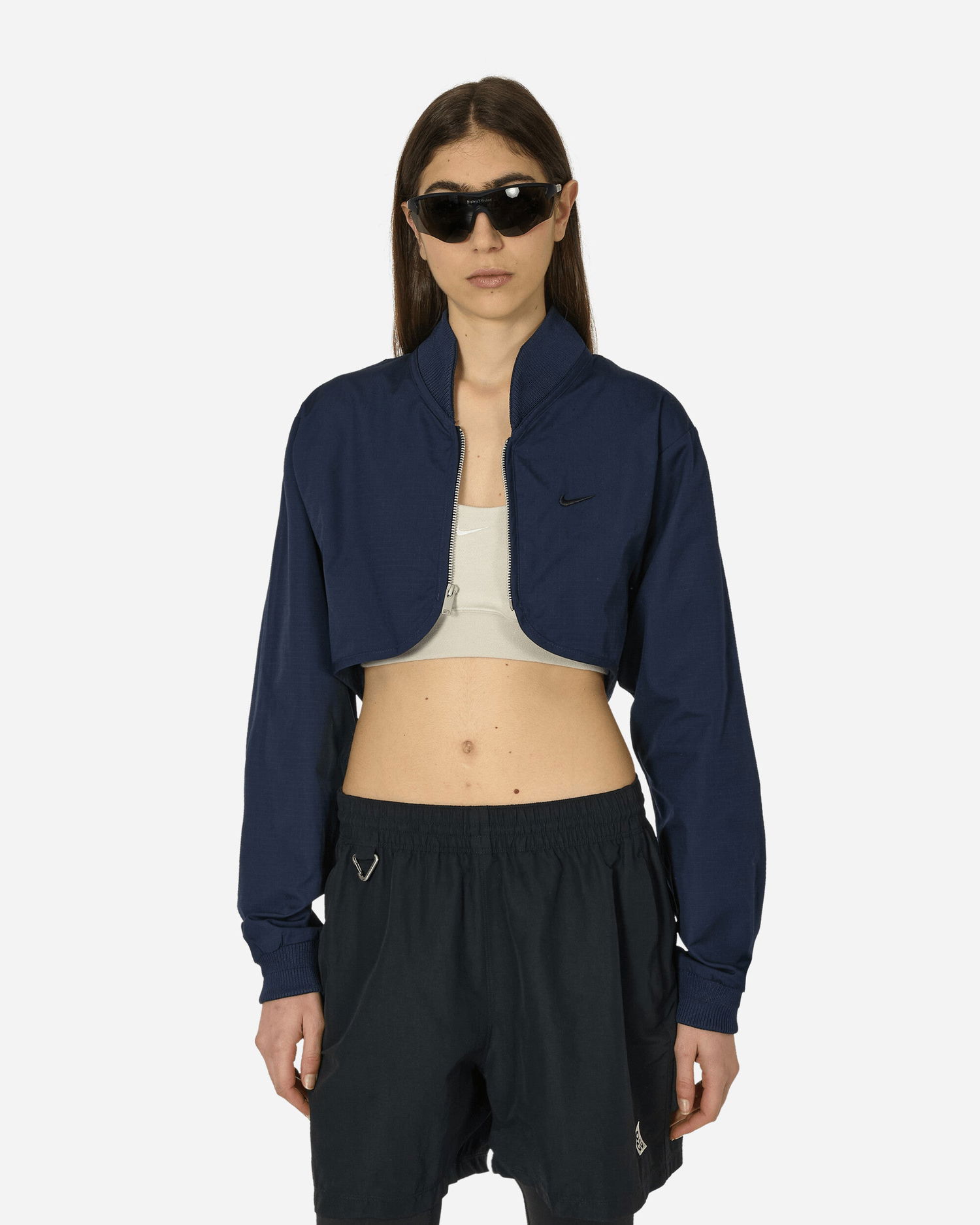 Jakke Nike Cropped Full-Zip Jacket Obsidian Sort | FN2240-451, 0