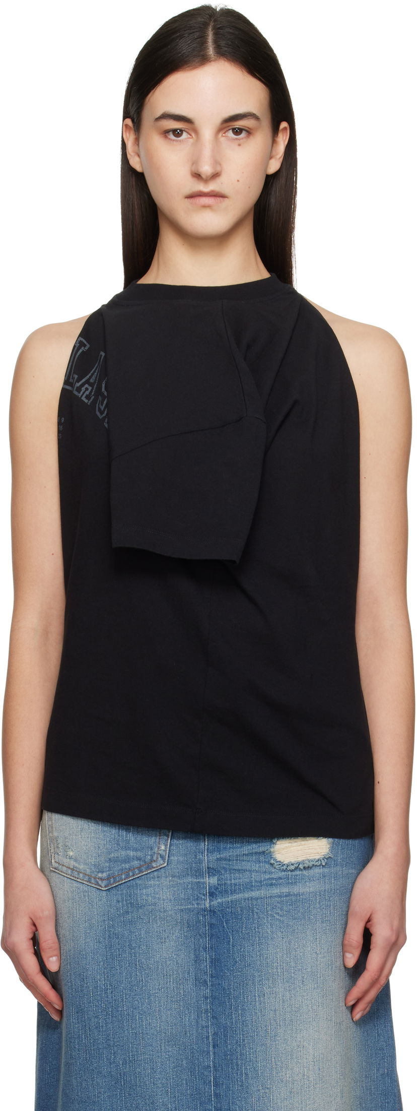 Tanktop Maison Margiela MM6 Maison Margiela Dual Wear Varsity Print Tank Top Sort | S52NF0012 M20050
