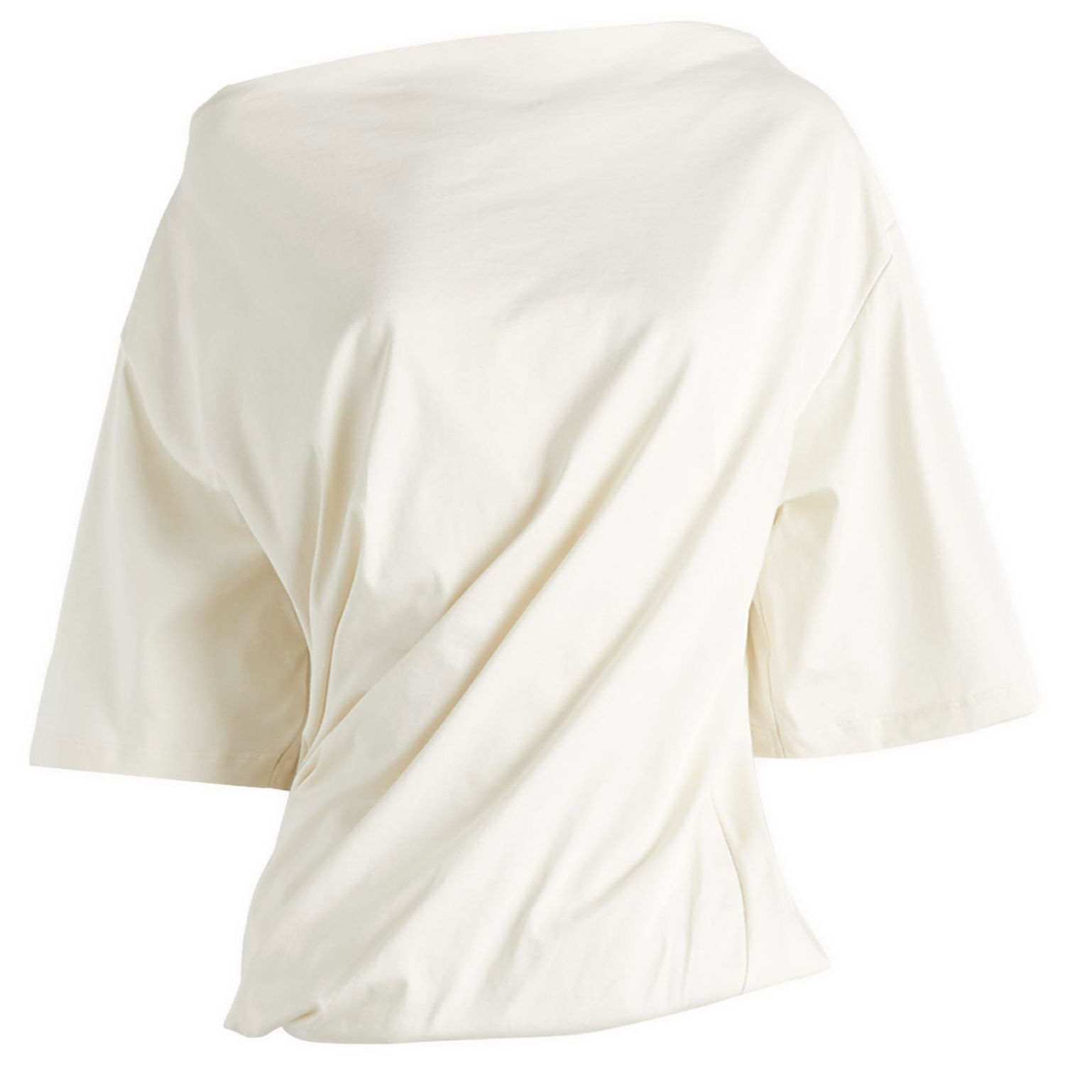 T-shirt Baserange Baserange Turn Draped Off-The-Shoulder T-Shirt, Size Large Hvid | TOTUS-RC-SP25-Undyed, 0