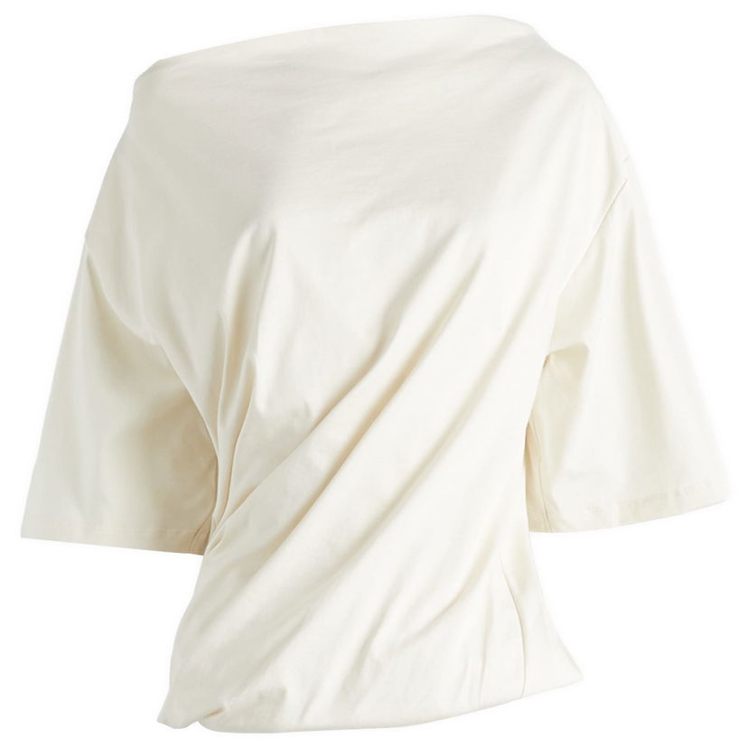T-shirt Baserange Baserange Turn Draped Off-The-Shoulder T-Shirt, Size Large Hvid | TOTUS-RC-SP25-Undyed