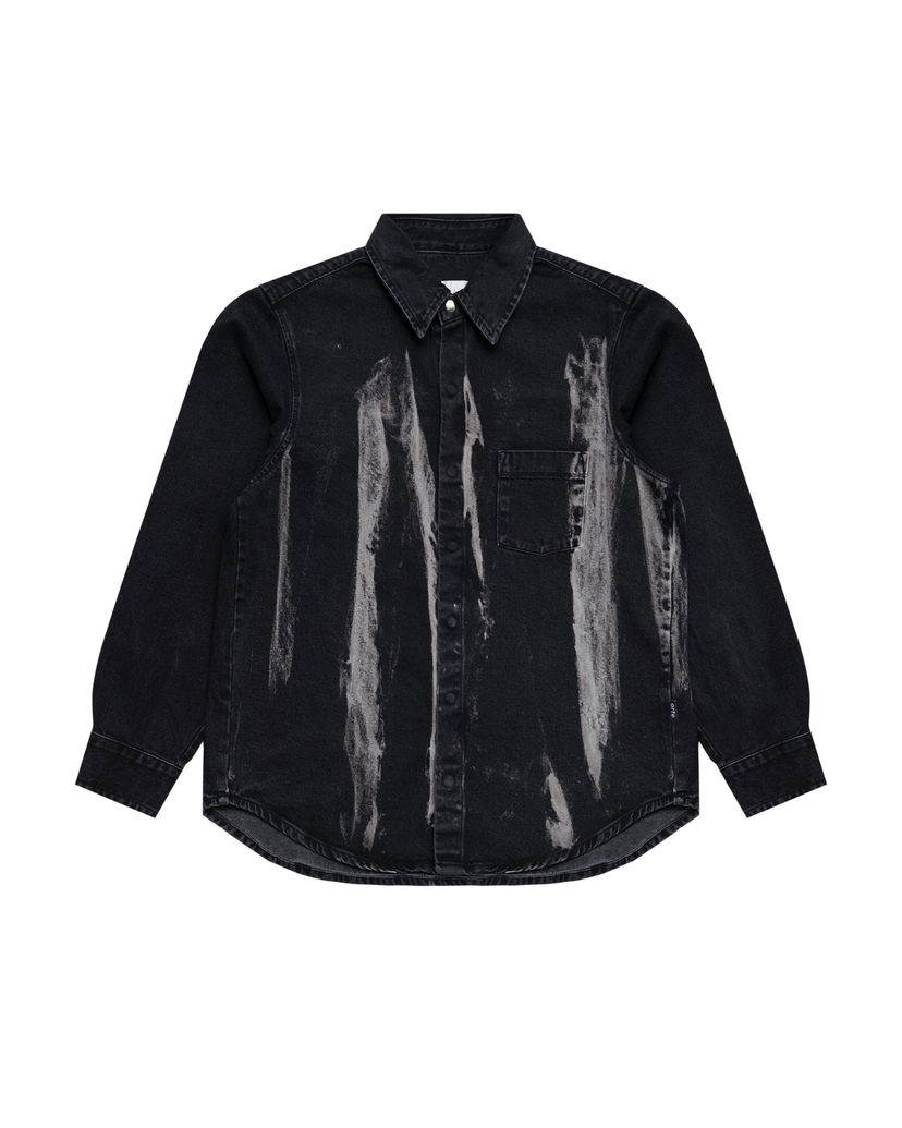 Skjorte Arte Antwerp Arte Antwerp Painted Denim Shirt Sort | AW25-029S-BD
