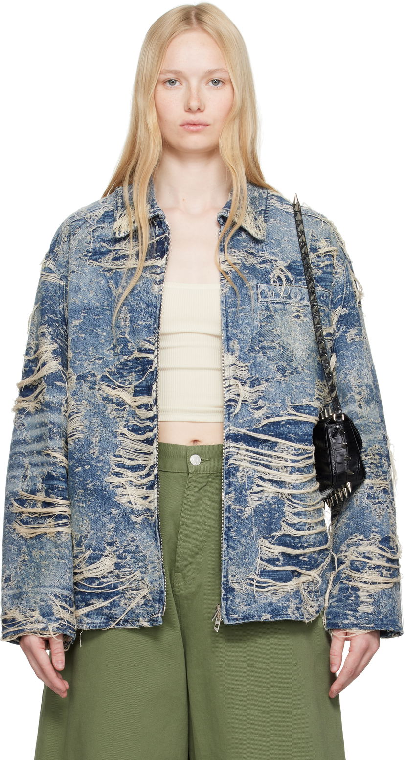 Jakke Diesel Distressed Denim Jacket Blå | A19104 09M04