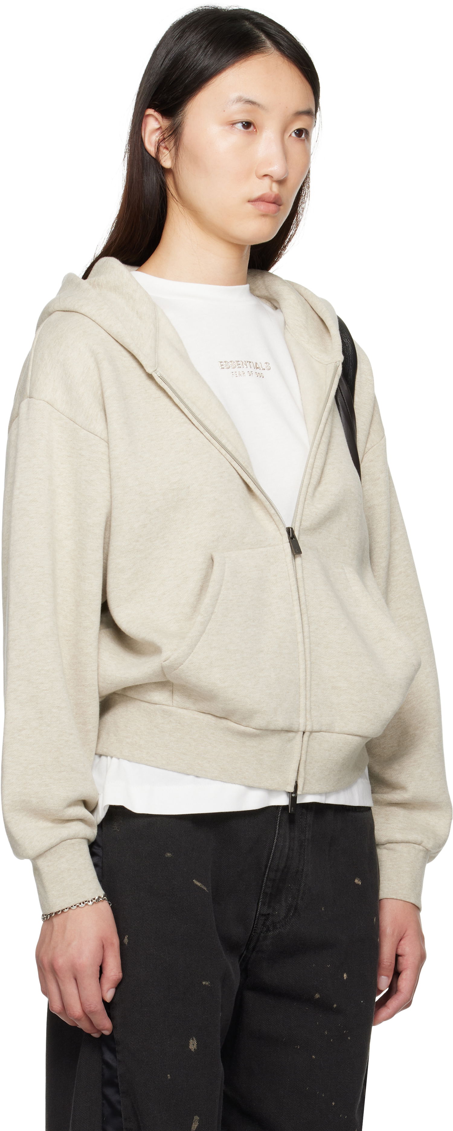 Sweatshirt Fear of God ESSENTIALS Classic Fit Zip-Up Hoodie Beige | 192SP255092FW, 1