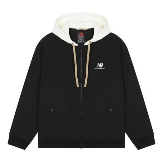 Sweatshirt New Balance Logo Full-zip Hoodie Sort | AMJ23362-BK, 0