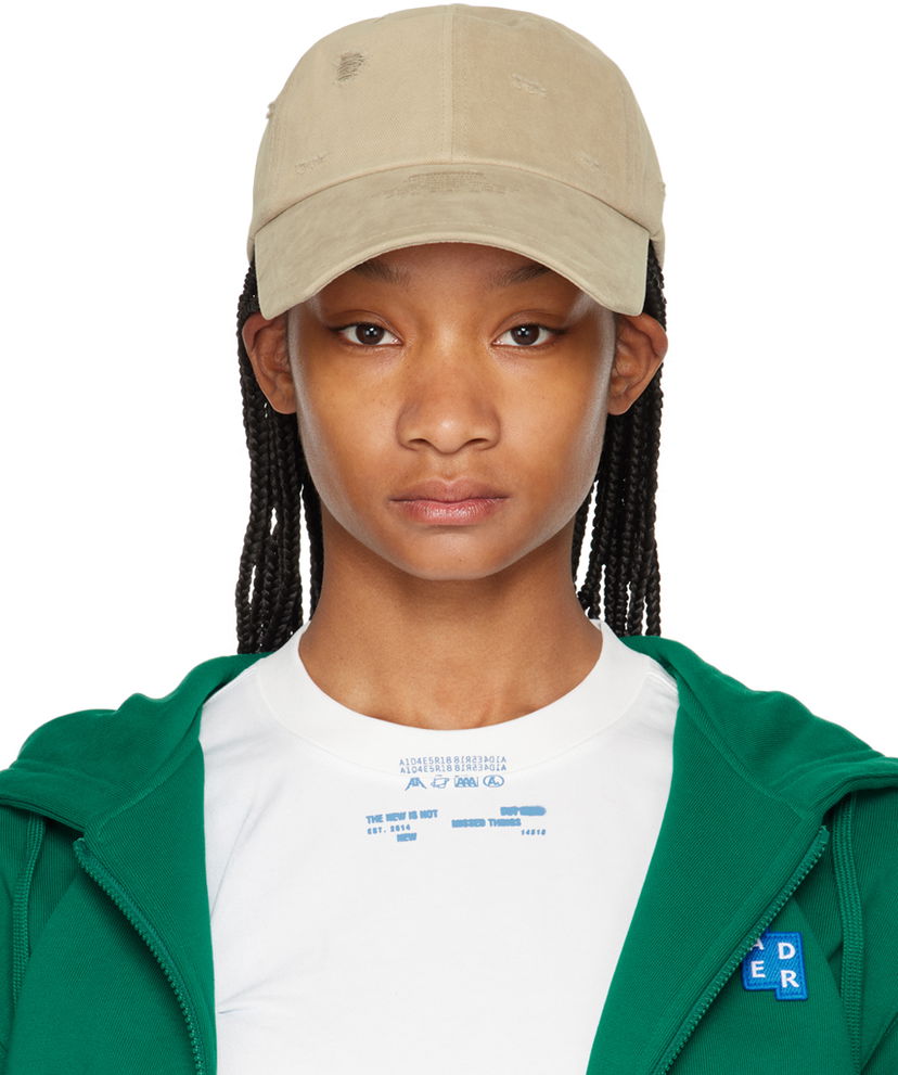 Kasket ADER ERROR Distressed Cotton Twill Cap Beige | BN01SSHW0201BG