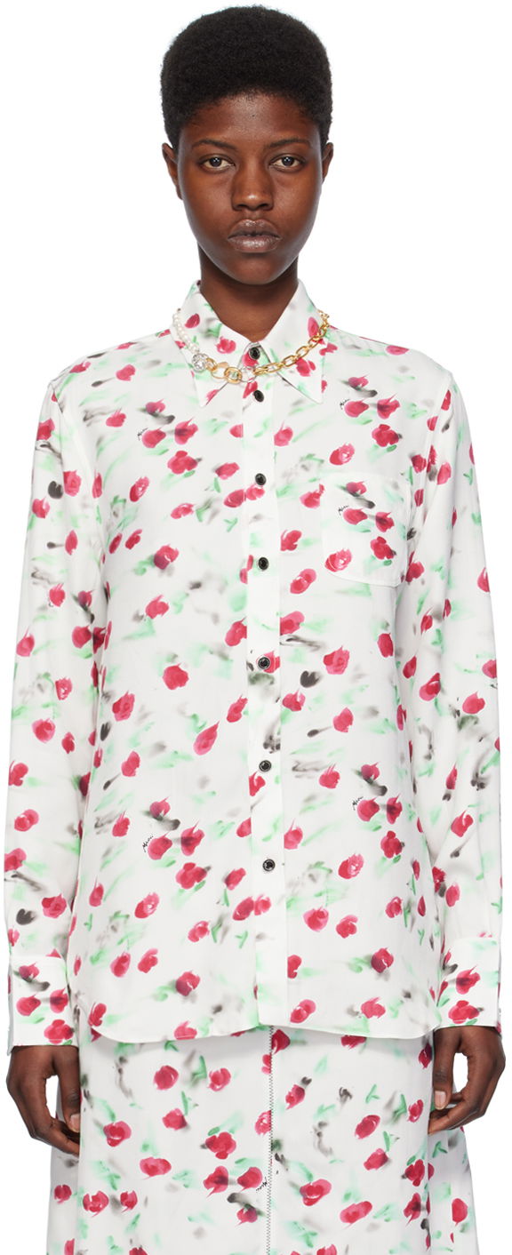 Skjorte Marni Printed Shirt Hvid | CAMA0103A0 UTVA12, 0