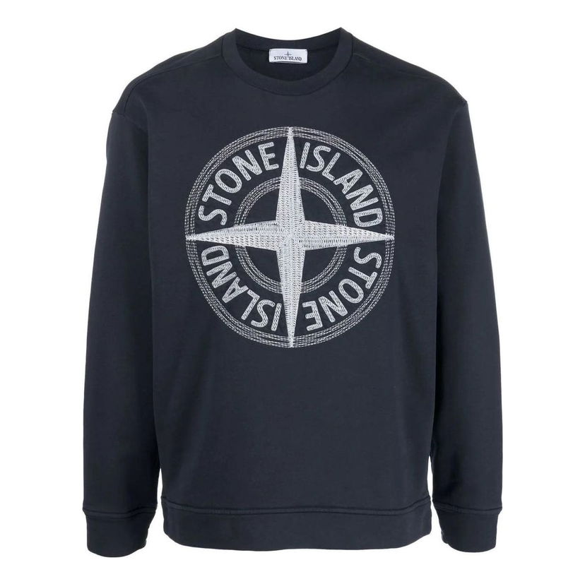 Sweater Stone Island Embroidered Logo Sweatshirt Blå | 781565484-V0020