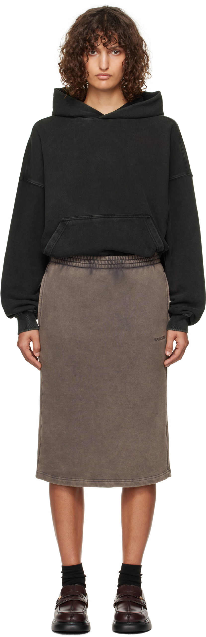 Nederdel We11done We11Done Layered Hoodie Dress Brun | WD-TO3-24-851-W-BK
