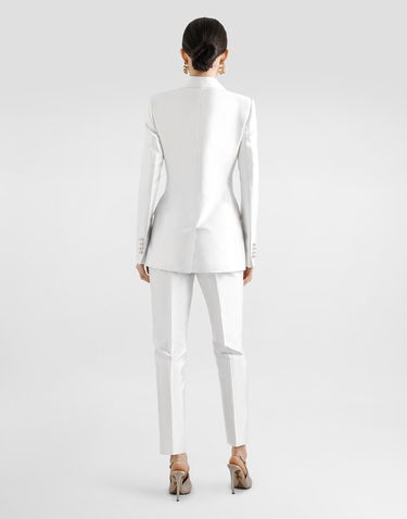 Bukser Dolce & Gabbana Dolce & Gabbana Silk Trousers Hvid | FTAM2TFU108W0001, 2