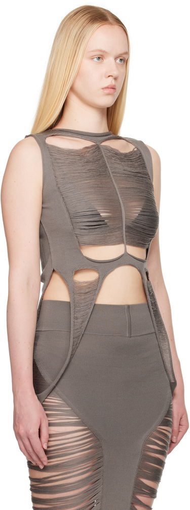 Tanktop Rick Owens Rick Owens Hollywood Tanja Destroyed Tank Top Grå | RO01E7615 KGRIDM, 1