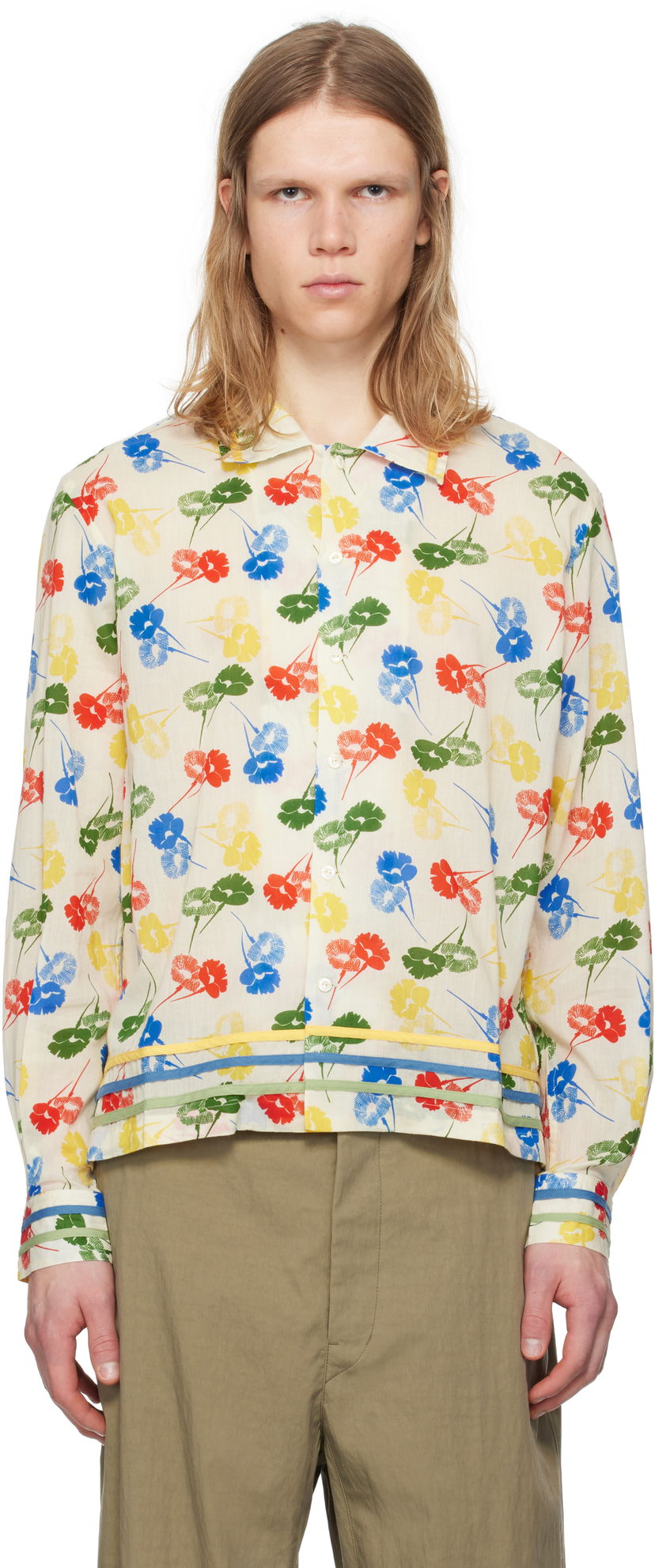 Skjorte Bode Bode Flower Stamp Long Sleeve Shirt Flerfarvet | MRS25SH011