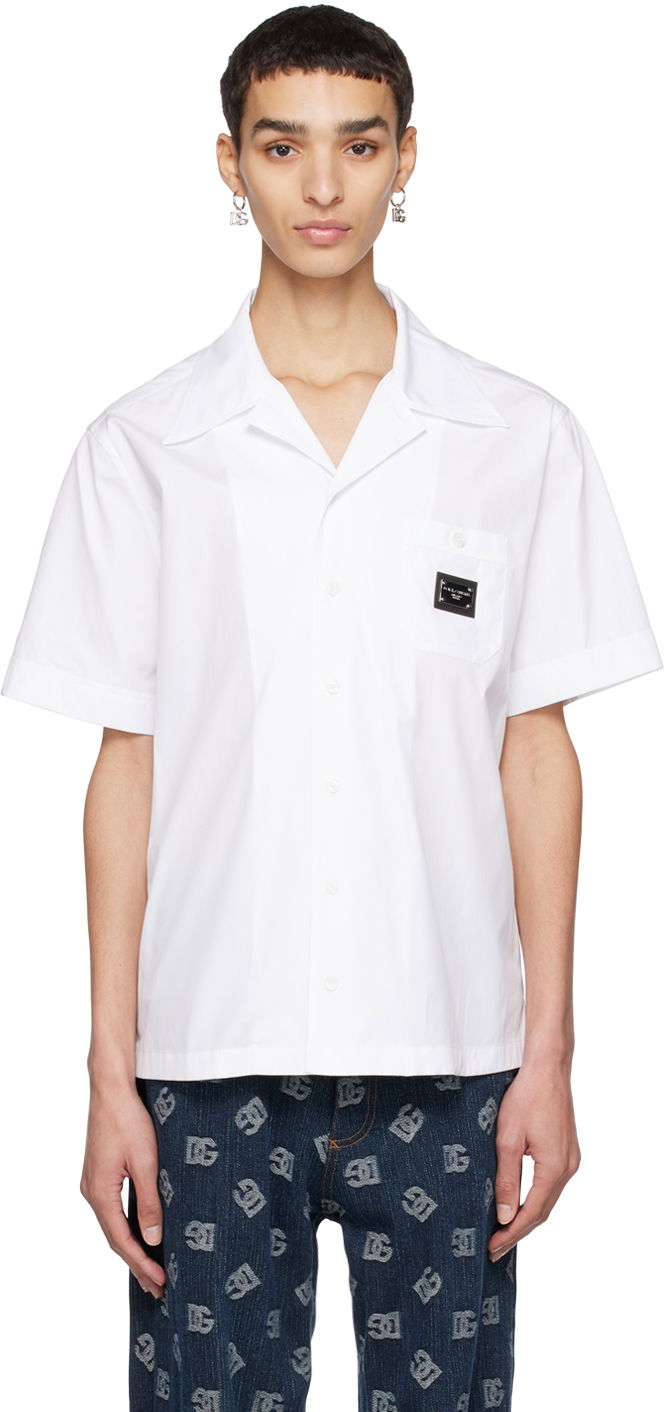Skjorte Dolce & Gabbana White Patch Pocket Shirt Hvid | G5JH9TGF855, 0
