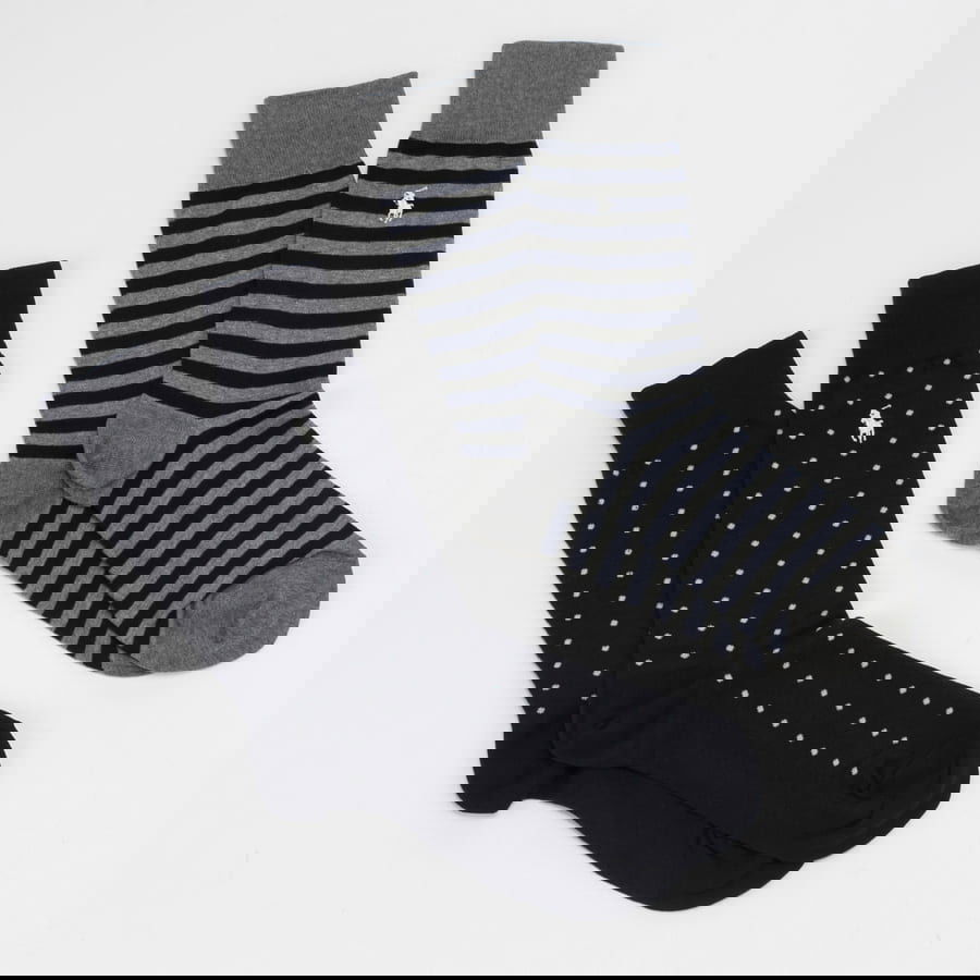 Sokker Polo by Ralph Lauren Dot Stripe Crew Socks 2Pack Flerfarvet | 449655259002, 0