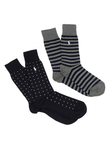 Sokker Polo by Ralph Lauren Dot Stripe Crew Socks 2Pack Flerfarvet | 449655259002