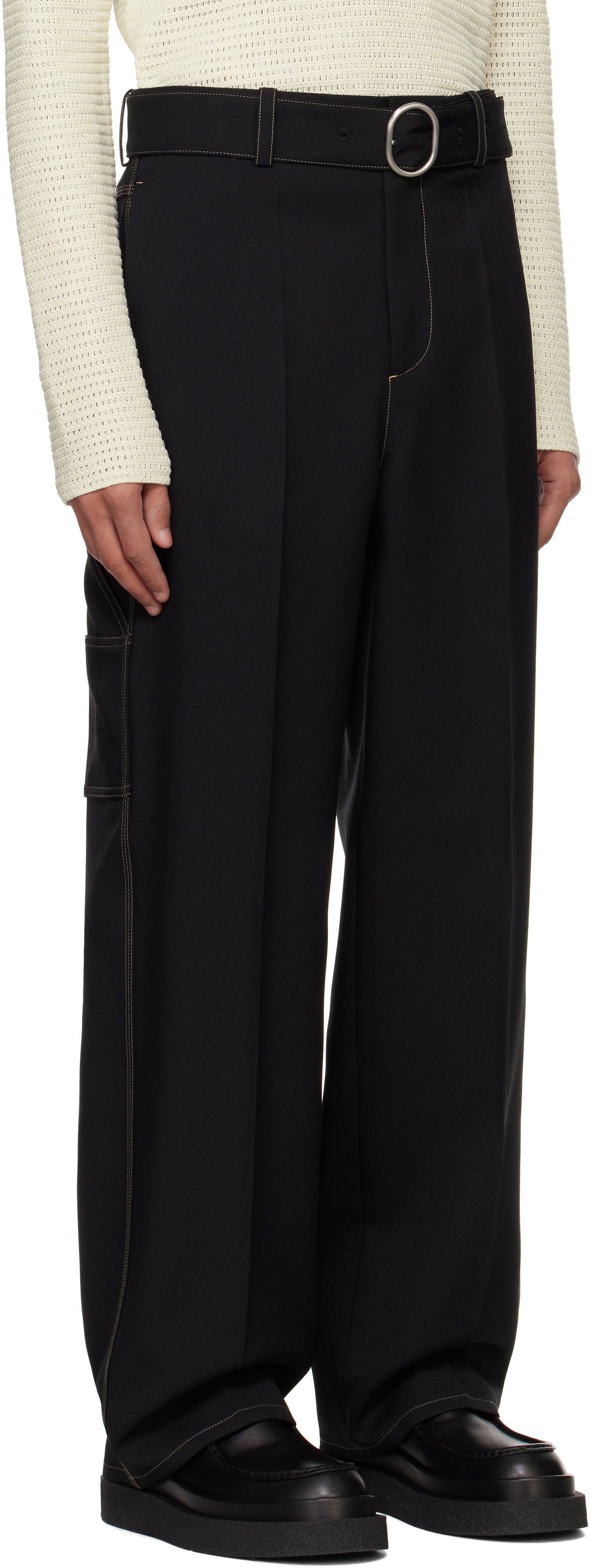 Bukser Jil Sander Jil Sander Belted Trousers Sort | J22KA0255_J70001, 1