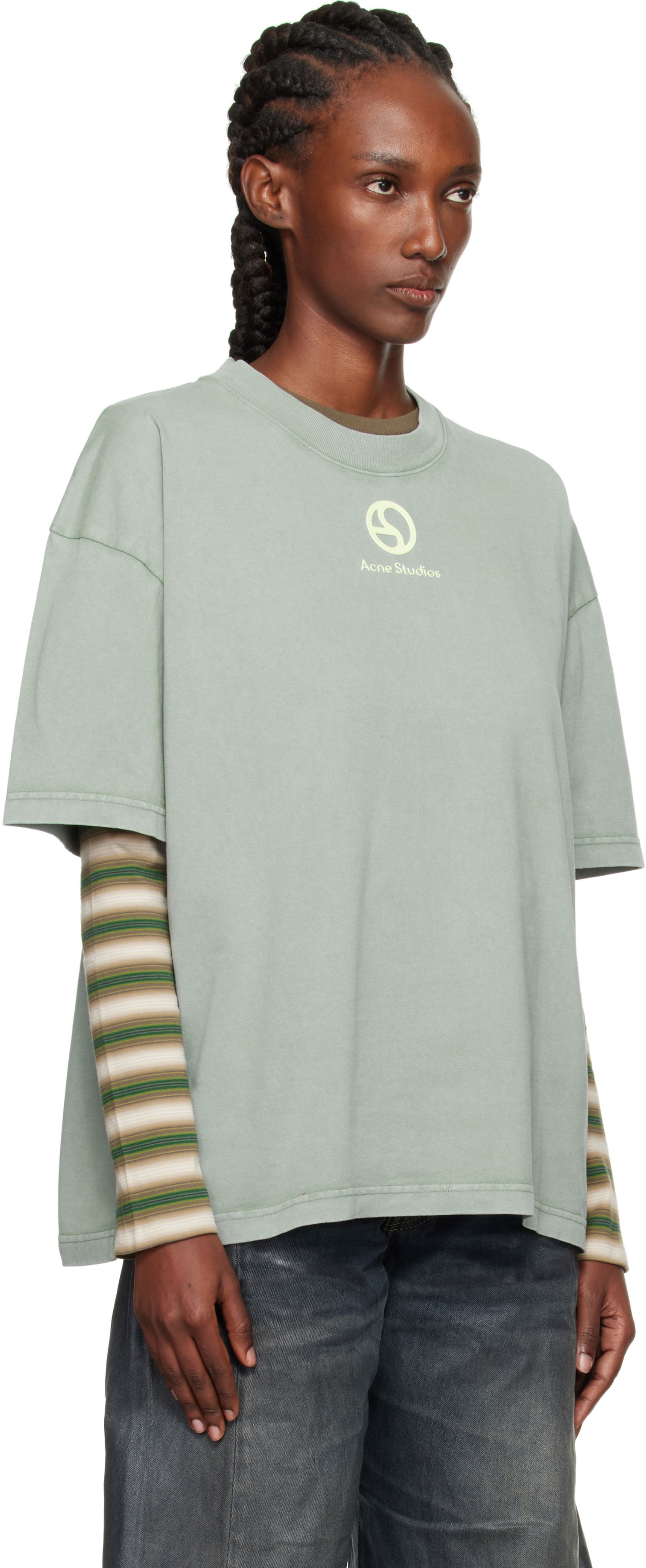 T-shirt Acne Studios Acne Studios Logo T-Shirt Grøn | CL0360-, 1