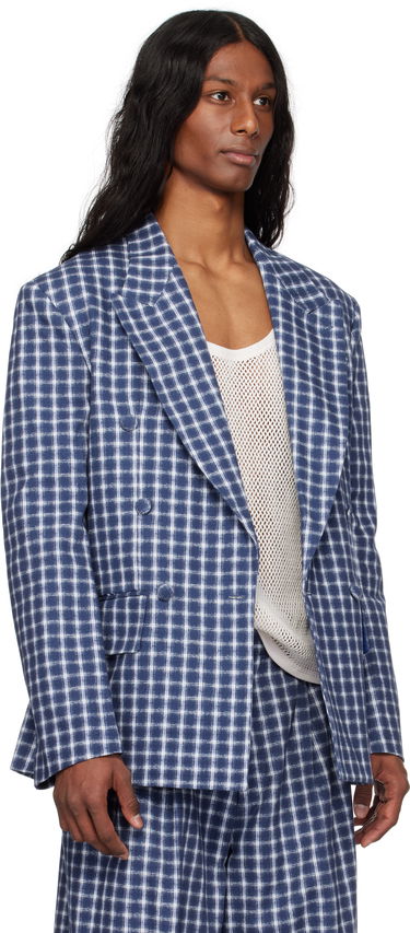 Jakke ERL ERL Check Double-Breasted Blazer Blå | ERL10J038, 1