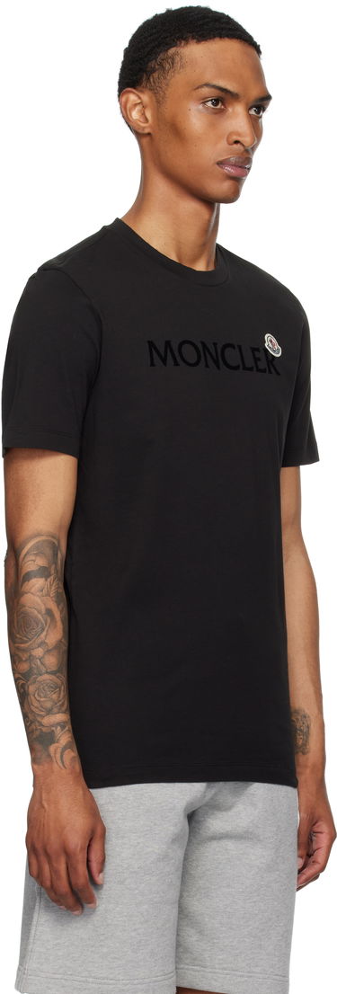 T-shirt Moncler Moncler Flocked Logo Cotton T-Shirt Hvid | K20918C000368390T, 4