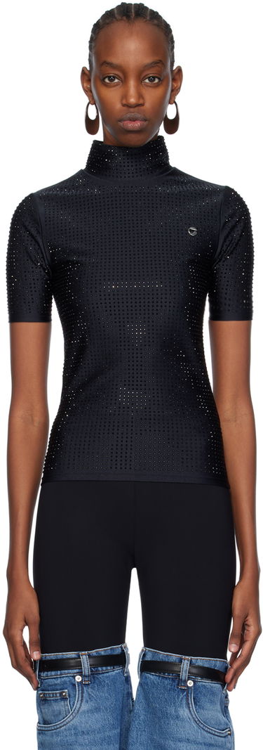 Sweater Coperni Coperni Crystal Embellished Mock Neck Top Sort | COPJS20BIS855, 0