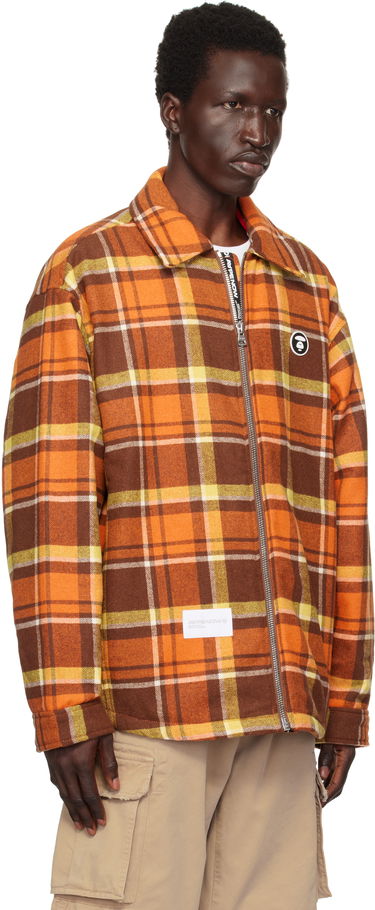 Skjorte AAPE by A Bathing Ape AAPE by A Bathing Ape 'AAPE Now' Plaid Zip-Up Jacket Orange | AAPJKM7659XXNBWQ, 1