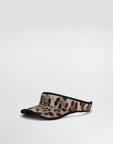 Kasketter og hatte Dolce & Gabbana Dolce & Gabbana Leopard-Print Cotton Visor Brun | GH910AFSFAGHY13M, 0