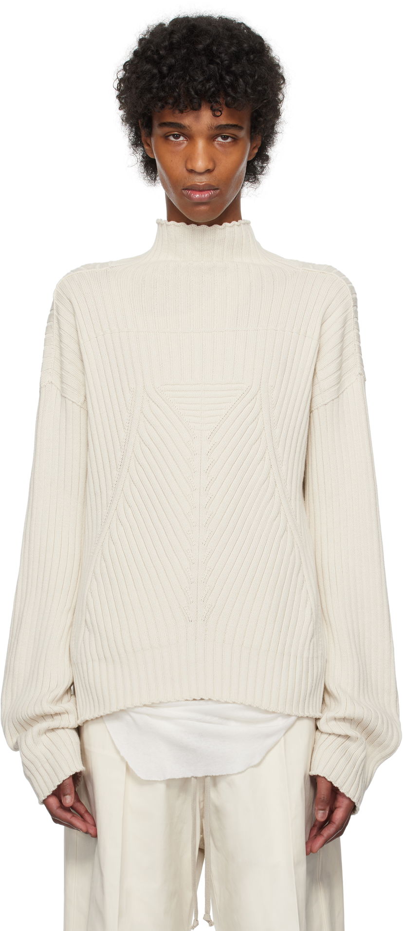 Sweater Rick Owens Rick Owens Hollywood Tabard Sweater Beige | RU01E5663 KEC