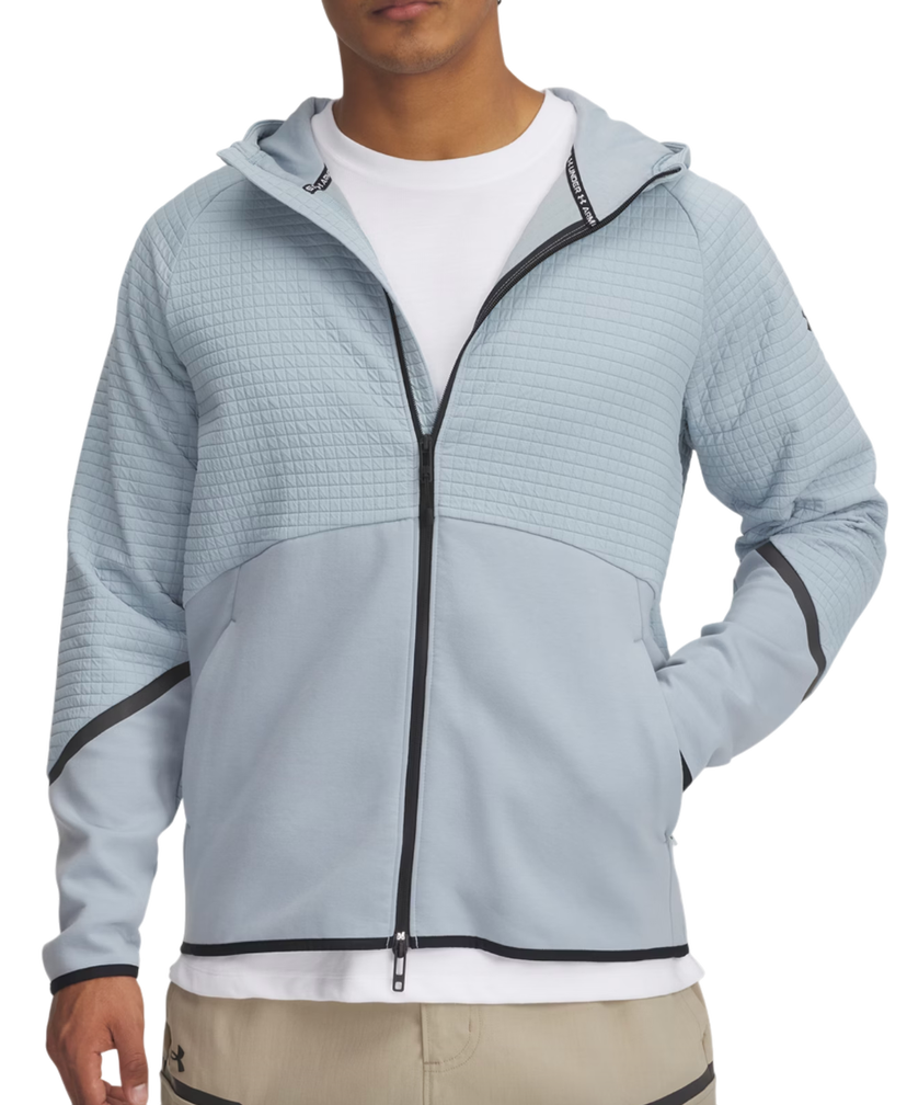 Sweatshirt Under Armour Unstoppable Fleece Grid Full-Zip Hoodie Blå | 1386543-465