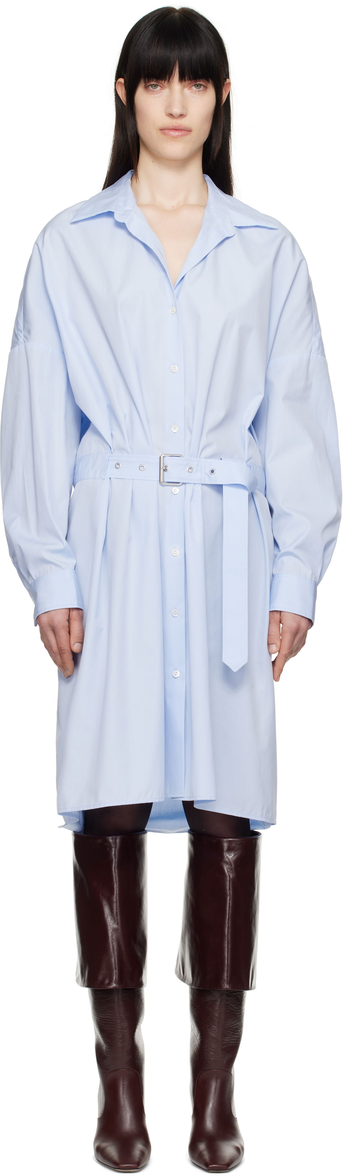 Kjole Dries Van Noten Dries Van Noten Belted Shirt Midi Dress Blå | 251-011002-1466, 0