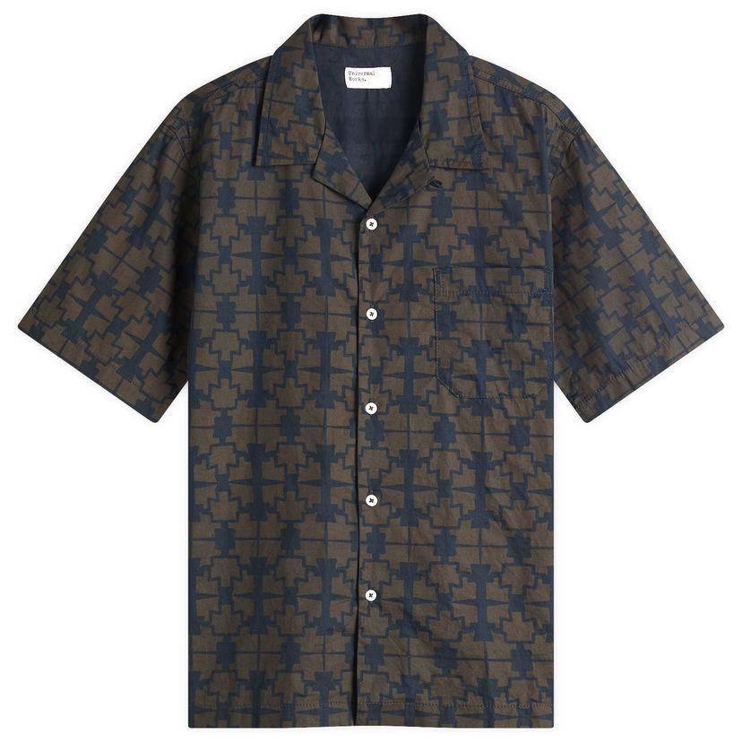 Skjorte Universal Works Milta Print Road Shirt, Size X-Large Mørkeblå | P32045-NVY