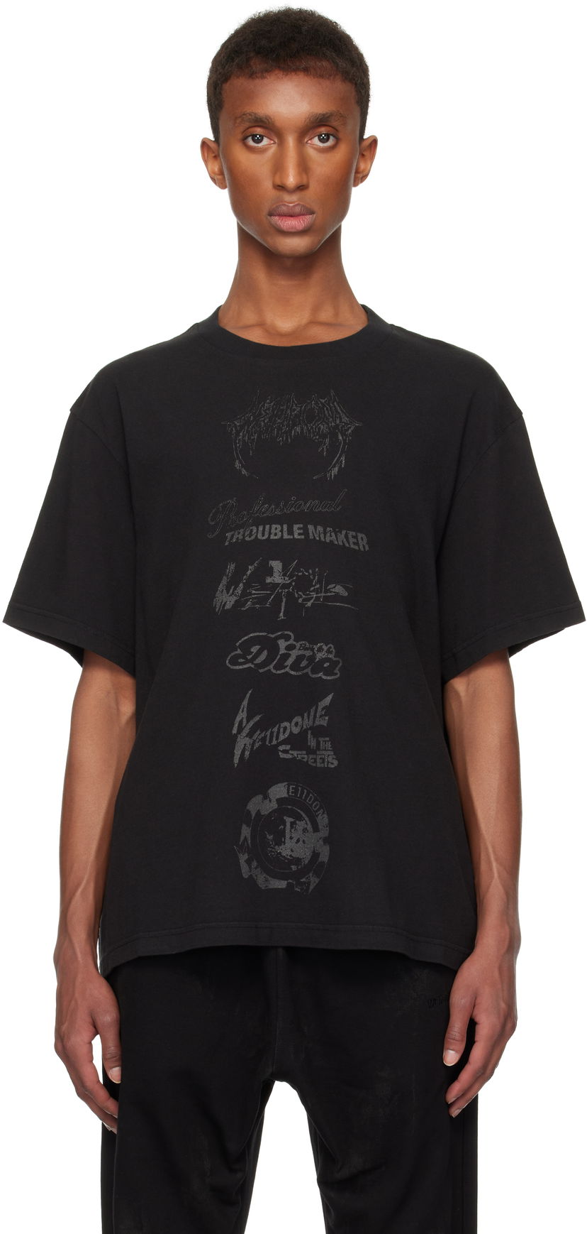 T-shirt We11done Multi Logo Graphic T-Shirt Sort | WD-TT3-24-777-U-BK
